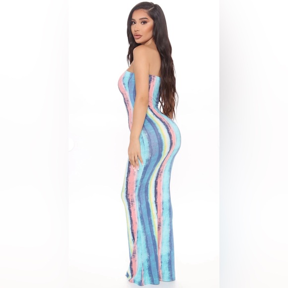 Fashion Nova Look Me Up And Down Ruched Multi Color Strapless Bodycon Dress - Picture 4 of 13